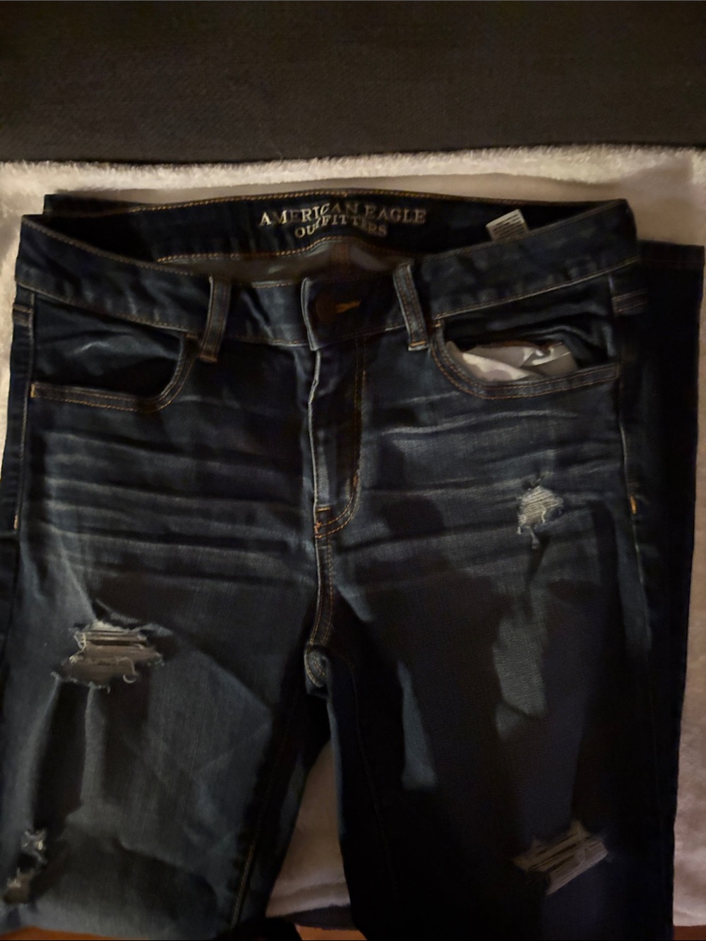 American Eagle Outfitters Dark Blue Ripped Skinny Jeans